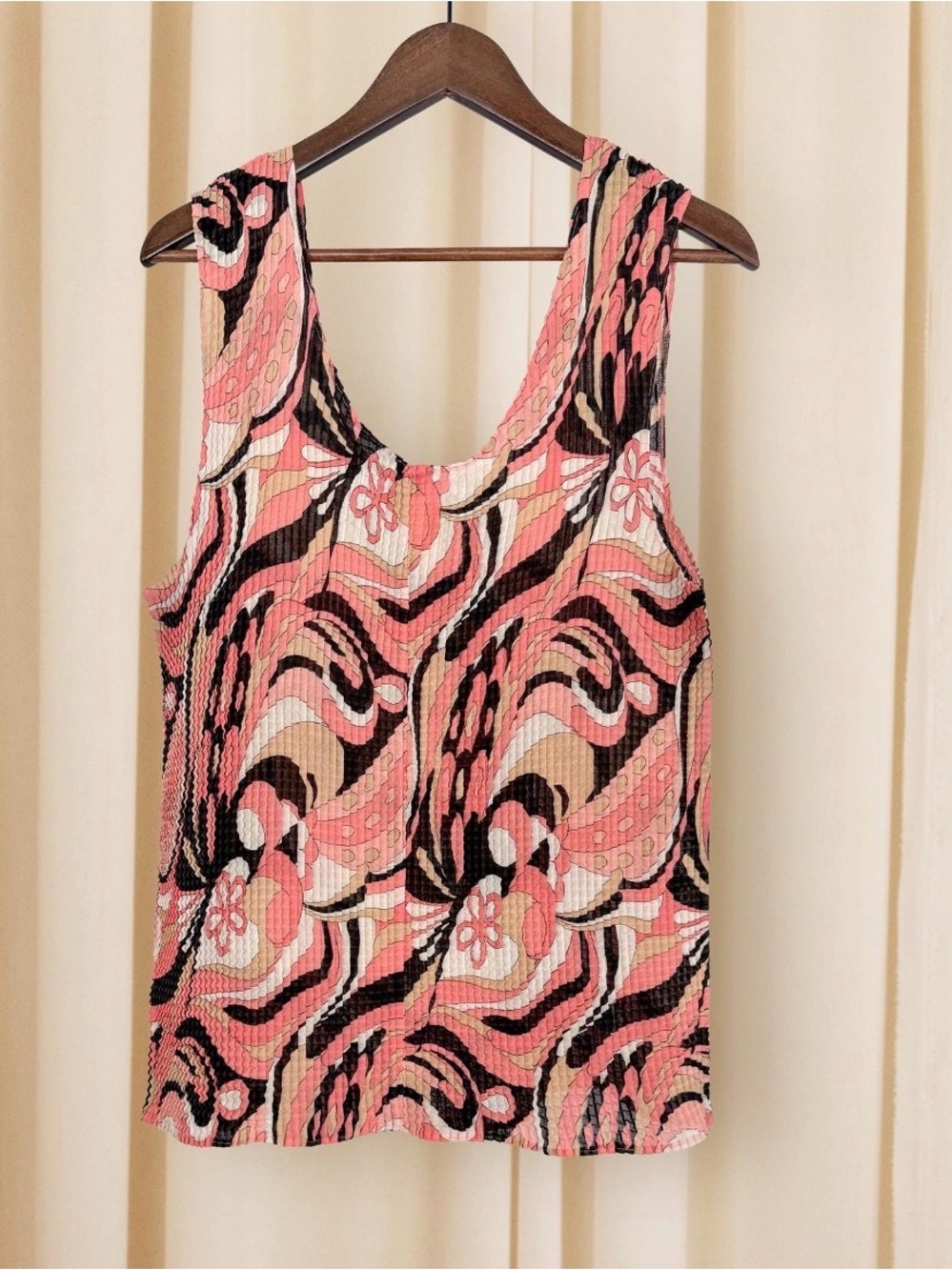 vintage 90s Nicola micro-pleated tank top, retro swirl pucci inspired